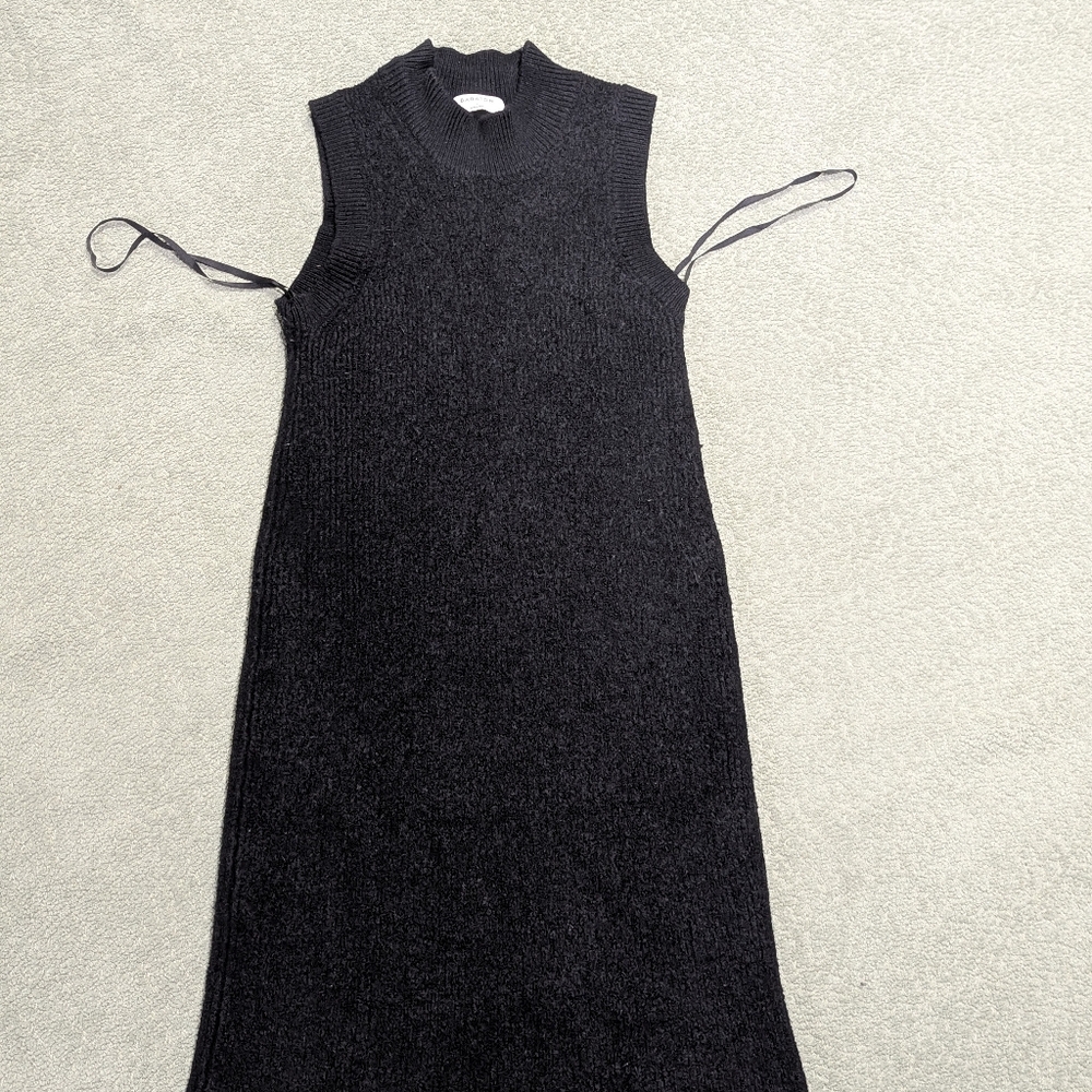 Aritzia Babaton Wool Ribbed Mini Dress | Black | Size L (Fits M) - Picture 4 of 12